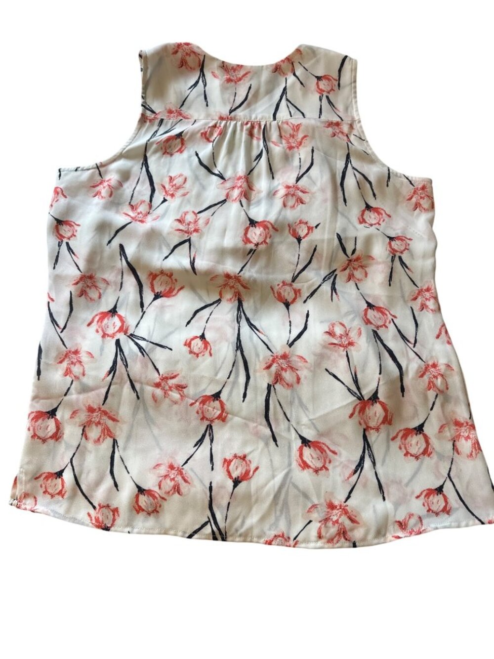 Ivanka Trump Sleeveless Floral Print Blouse V-Neck Lightweight Size Small White - Picture 4 of 4